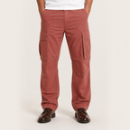 Levi | Mens Drawstring Moisture Wicking Multi Pocket Cargo Work Pants, Watermelon Red