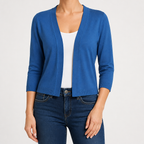 Lillian | Womens Short Knit Cardigan Coat Cropped Sweater Jacket, Blue