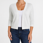 Lillian | Womens Short Knit Cardigan Coat Cropped Sweater Jacket, White