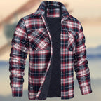 Lincoln | Mens Flannel Plaid Fleece Lined Quilted Winter Shirt Jacket, Burgundy Quilted