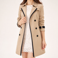 Lindsay | Womens Lightweight Double Breasted Lapel Midi Long Trench Coat, Khaki