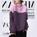 Linnea | Womens Striped Turtleneck Knitted Oversized Jumper - 5