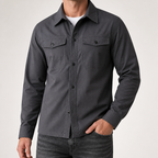 Lionel | Mens Long Sleeve Button Up Shirt Black Jacket, Dark Grey
