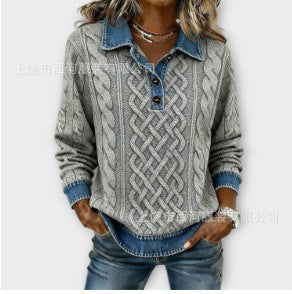 Lisa | Womens Vintage Stand Collar Top 3D Print Casual T-Shirt