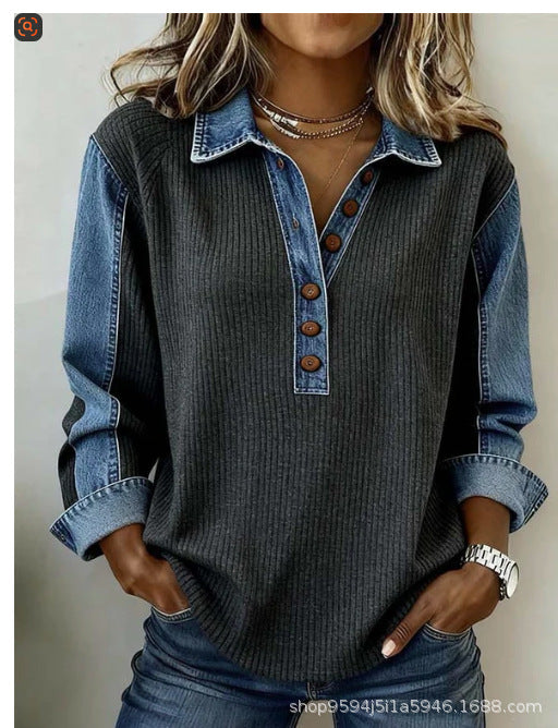 Lisa | Womens Vintage Stand Collar Top 3D Print Casual T-Shirt