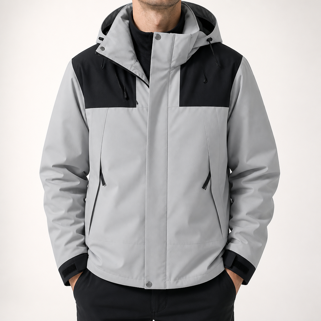 Lloyd | Mens Waterproof Ski Jacket Hardshell Windbreaker Rain Coat, Light Grey