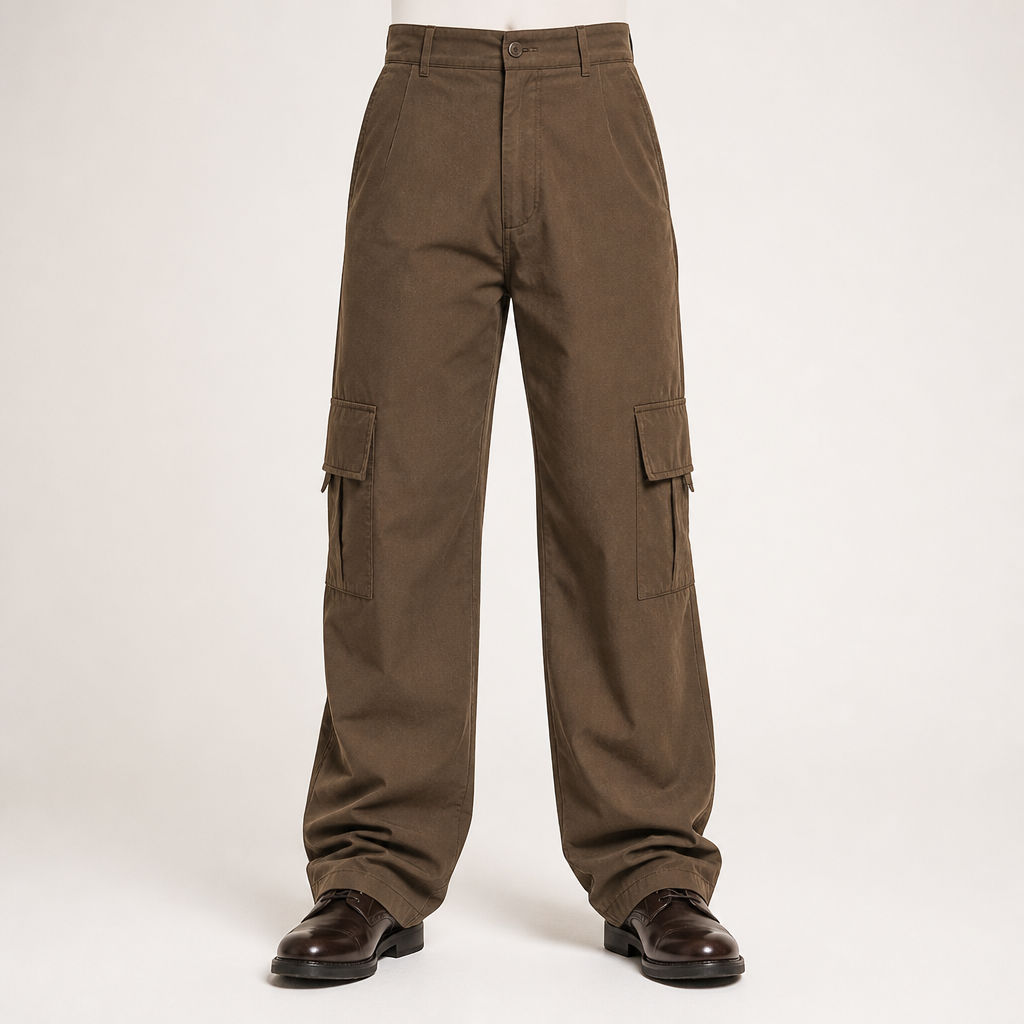 Logan | Mens Cargo Multi Pocket Straight Leg Work Pants, Brown