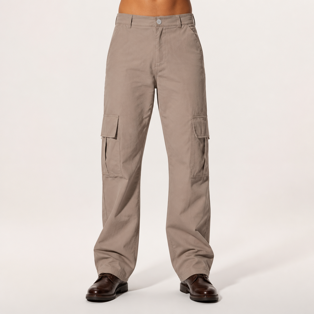 Logan | Mens Cargo Multi Pocket Straight Leg Work Pants, Khaki