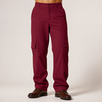 Logan | Mens Cargo Multi Pocket Straight Leg Work Pants, Burgundy