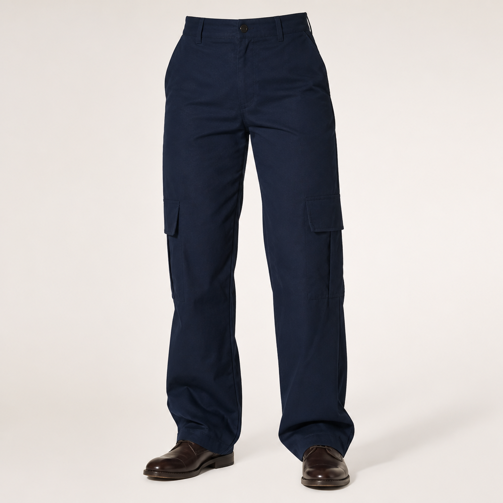 Logan | Mens Cargo Multi Pocket Straight Leg Work Pants, Navy
