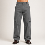 Logan | Mens Cargo Multi Pocket Straight Leg Work Pants, Dark Grey