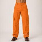 Logan | Mens Cargo Multi Pocket Straight Leg Work Pants, Orange