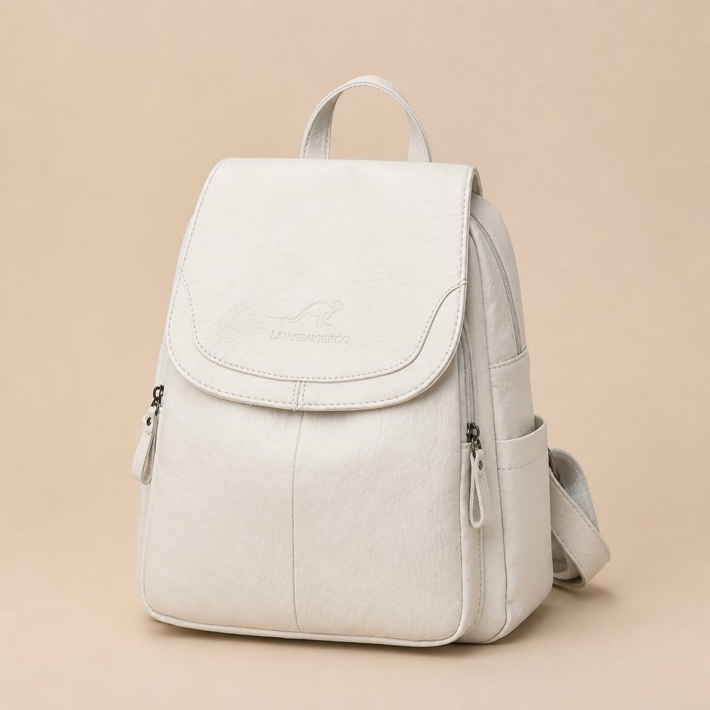 Lorraine | Womens Large Capacity Travel School Shoulder Backpack, Pure White