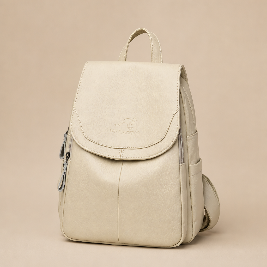 Lorraine | Womens Large Capacity Travel School Shoulder Backpack, Cream White
