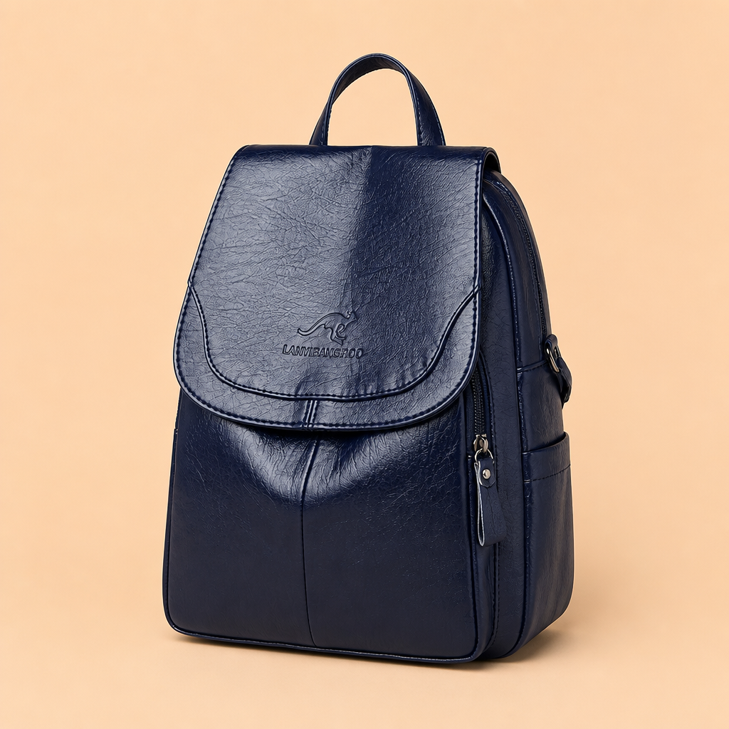 Lorraine | Womens Large Capacity Travel School Shoulder Backpack, Dark Blue