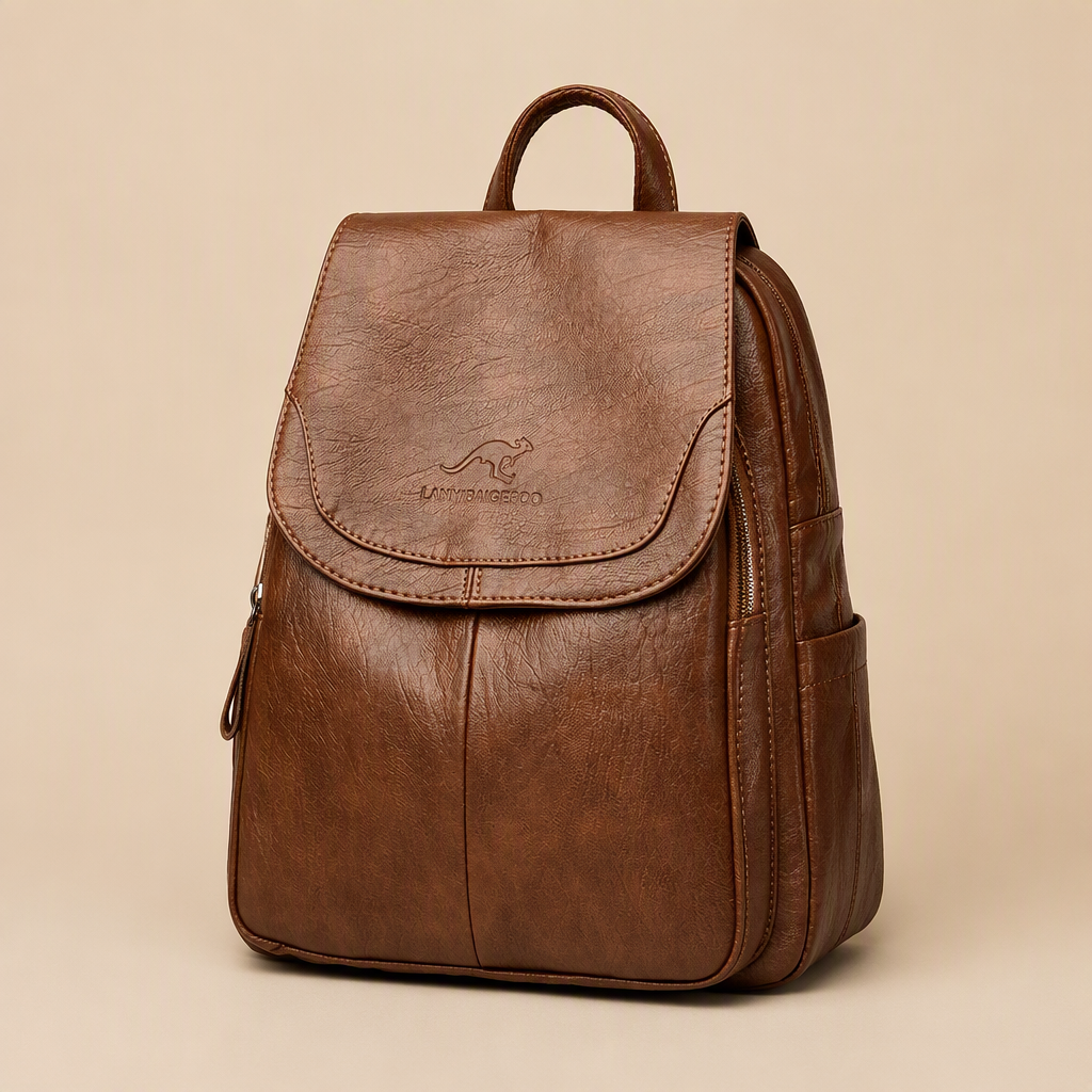 Lorraine | Womens Large Capacity Travel School Shoulder Backpack, Brown