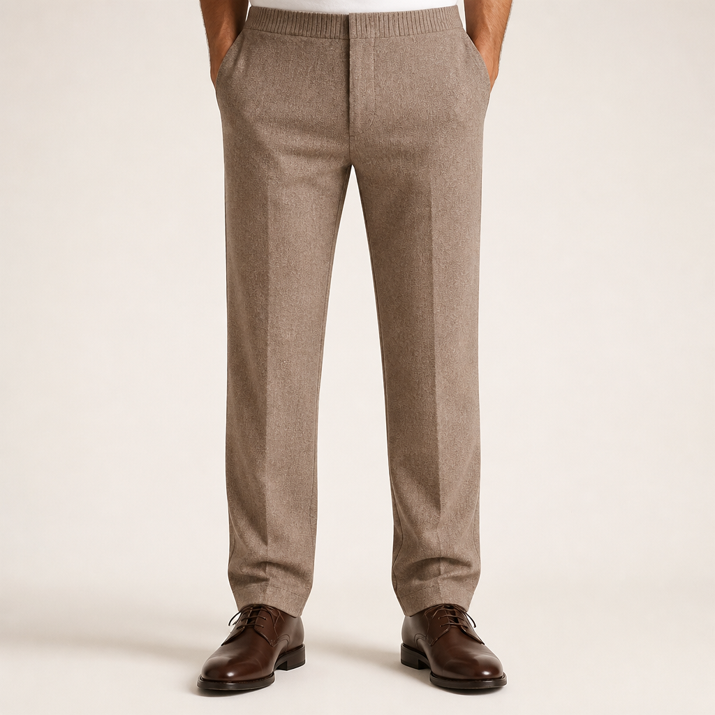 Louis | Mens Wool Winter Warm High Waisted Loose Pants, Camel 2