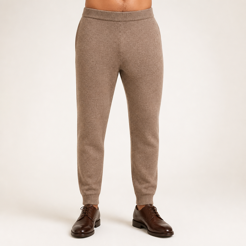 Louis | Mens Wool Winter Warm High Waisted Loose Pants, Camel