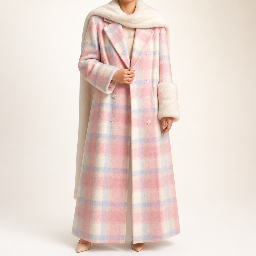 Lucia | Womens Plaid Wool Blend Warm Winter Coat, Pink