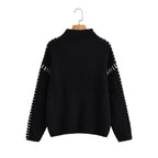 Lucienne | Womens French Style Patchwork Long Sleeve Top - 2