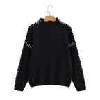 Lucienne | Womens French Style Patchwork Long Sleeve Top - Multi