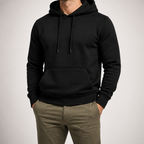 Lucius | Mens Casual Autumn Winter Long Sleeve Pullover Cotton Shirt, Black