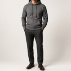 Lucius | Mens Casual Autumn Winter Long Sleeve Pullover Cotton Shirt, Dark Grey