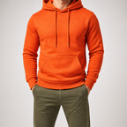 Lucius | Mens Casual Autumn Winter Long Sleeve Pullover Cotton Shirt, Orange