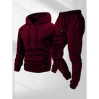 Lucius | Mens Casual Autumn Winter Long Sleeve Pullover Cotton Shirt - Wine Red