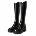 Lyndsey | Womens Knee High Riding Boots Chunky Thick Heel Knight