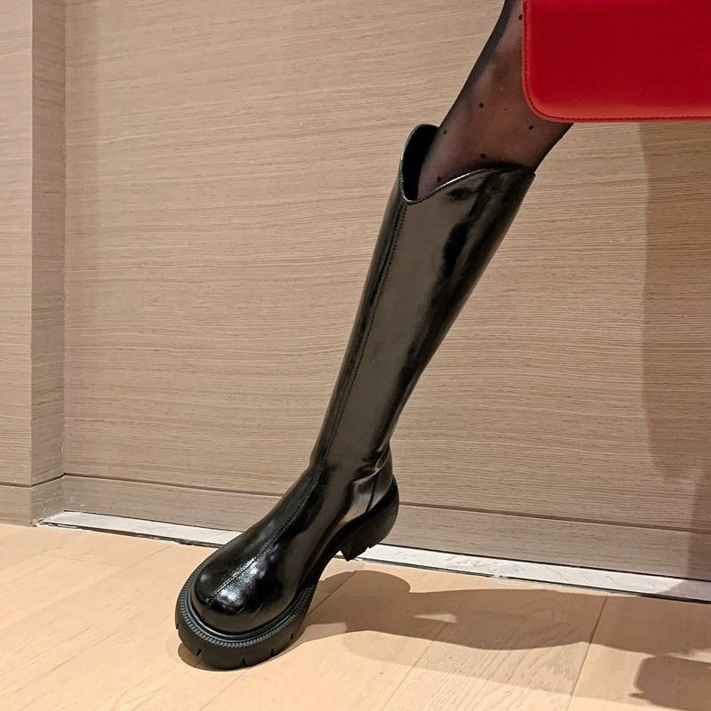 Lyndsey | Womens Knee High Riding Boots Chunky Thick Heel Knight