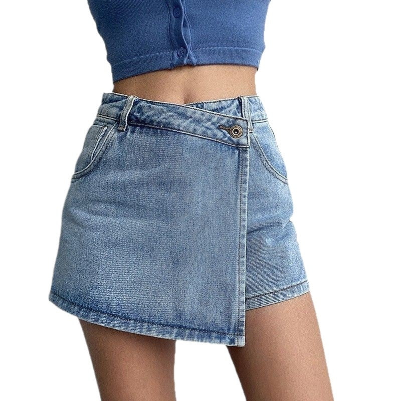 Lyric | Womens High Waisted Denim Skort Jean Skirt Shorts