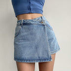 Lyric | Womens High Waisted Denim Skort Jean Skirt Shorts