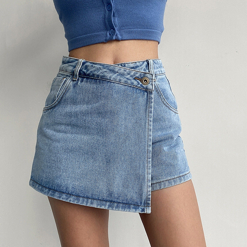 Lyric | Womens High Waisted Denim Skort Jean Skirt Shorts