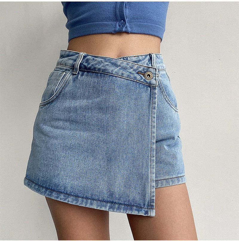 Lyric | Womens High Waisted Denim Skort Jean Skirt Shorts