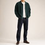 Lysander | Mens Cardigan Knitted Collared Casual Loose Shirt Jacket, Dark Green