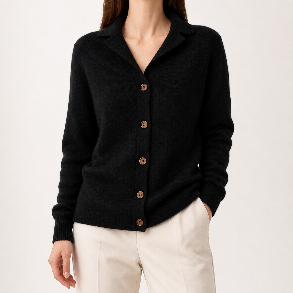 Maddie | Womens Long Knit Cardigan Coat Loose Retro Sweater Jacket, Black