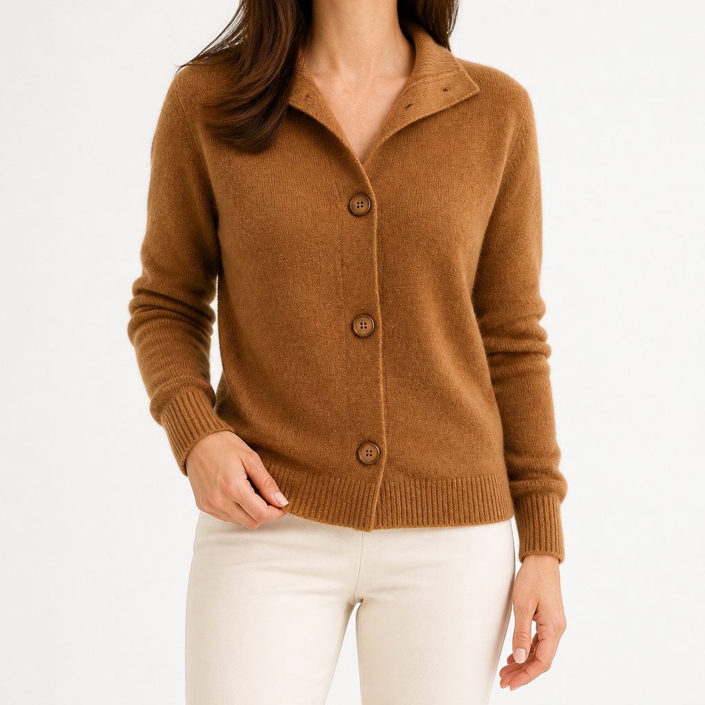 Maddie | Womens Long Knit Cardigan Coat Loose Retro Sweater Jacket, Caramel