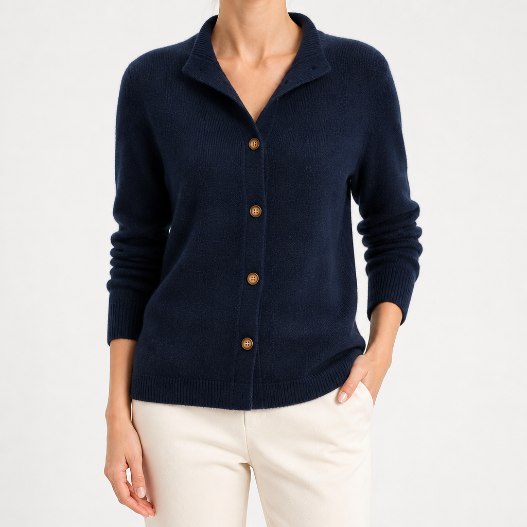 Maddie | Womens Long Knit Cardigan Coat Loose Retro Sweater Jacket, Navy Blue