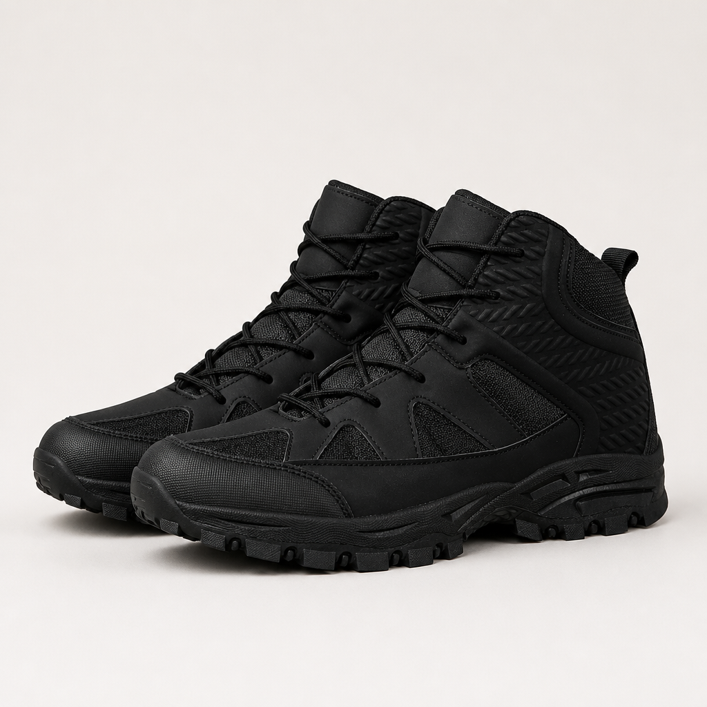 Madeleine | Womens High Top Walking Hiking Boots, Black