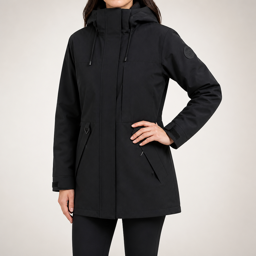 Madge | Womens Ski Jacket Waterproof Windproof 3-in-1 Hooded Winter Coat, Black