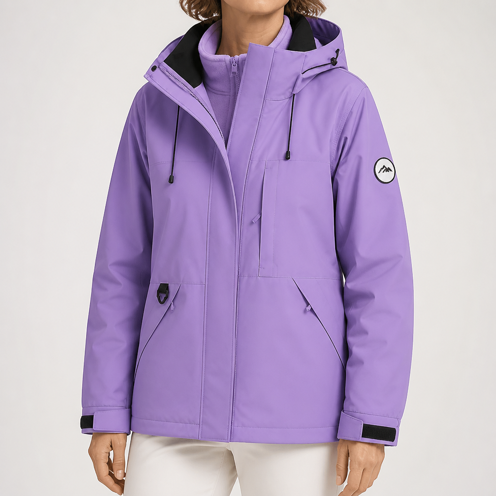 Madge | Womens Ski Jacket Waterproof Windproof 3-in-1 Hooded Winter Coat, Purple