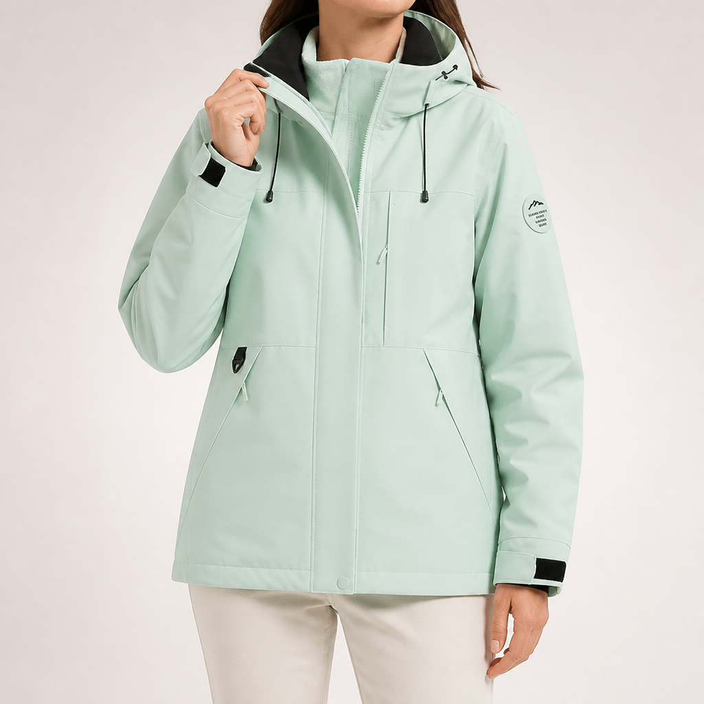 Madge | Womens Ski Jacket Waterproof Windproof 3-in-1 Hooded Winter Coat, Green