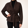 Maeve | Womens Suede Jacket Belted Longline Autumn Fall Ladies Brown Jacket, Dark Brown