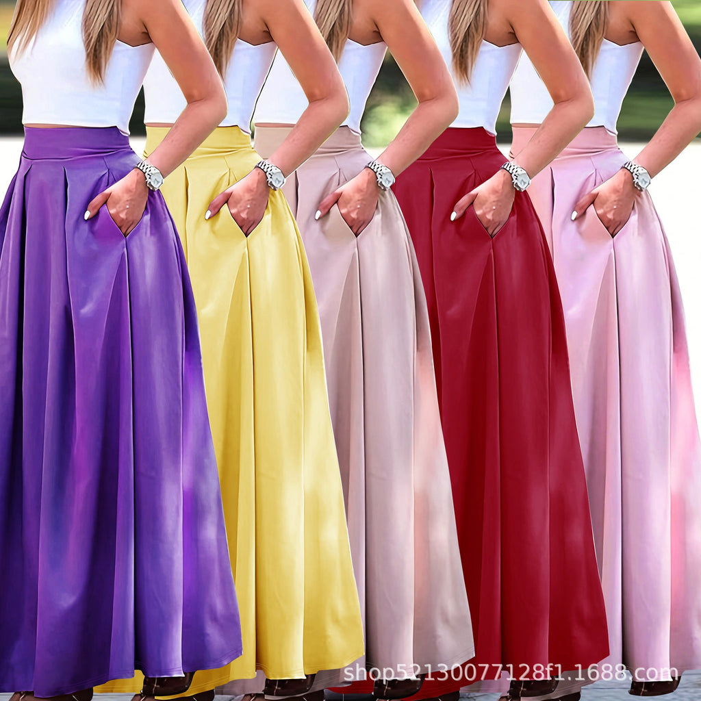 Maeve | Womens Plus Size High Waisted A Line Long Maxi Skirt - 1