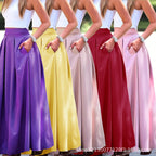 Maeve | Womens Plus Size High Waisted A Line Long Maxi Skirt - 1