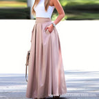 Maeve | Womens Plus Size High Waisted A Line Long Maxi Skirt - 2