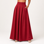 Maeve | Womens Plus Size High Waisted A Line Long Maxi Skirt, Brick Red