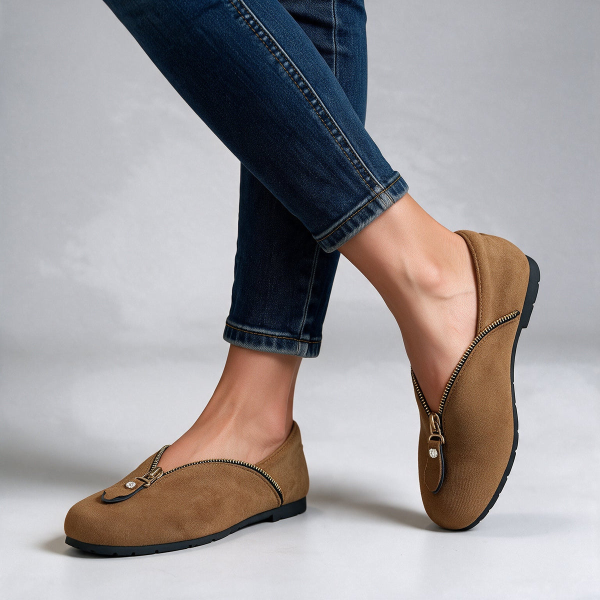 Eleanor Comfy Zip Flats