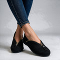 Eleanor Comfy Zip Flats in black